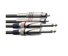 Audio kabelis Stagg 2 x 6.35mm Jack TRS - 2 x RCA 1.5m