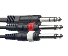 Audio kabelis Stagg 6.35mm TRS - 2 x 6.35mm TS 6m