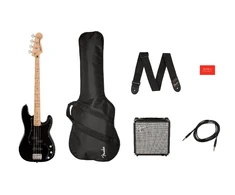 Bosinės gitaros komplektas Fender Aff Bass PJ Pack + Rumble 15, juodas