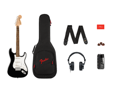 Squier Elektrinės gitaros komplektas Fender Affinity Strat + Mustang Micro + HD9, juoda