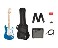 Squier Elektrinės gitaros komplektas Fender Affinity Strat HSS + Frontman 15G, mėlyna