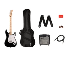 Elektrinės gitaros komplektas Fender Squier Sonic Strat + Frontman 10G, Juoda