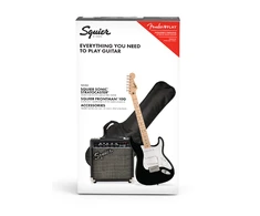Elektrinės gitaros komplektas Fender Squier Sonic Strat + Frontman 10G, Juoda