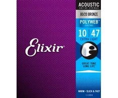 Elixir Eliksyras Stygos ak. gitarai Eliksyras 11000 0.010-0.047 Bronze Polyweb