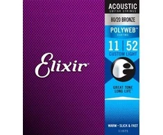 Elixir Eliksyras Stygos ak. gitarai Eliksyras 11025 0.011-0.052 Bronze Polyweb