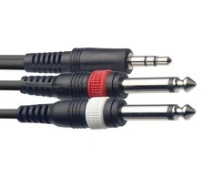 Kabelis 3.5mm Minijack stereo - 2x6.3 Jack 2m Stagg SYC2/MPSB2P E