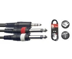 Kabelis 3.5mm minijack stereo - 2x6.3 Jack 1m Stagg