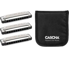 Lūpinių armonikėlių komplektas C-G-A Cascha Ocean Rock Blues HH 2346, juodas