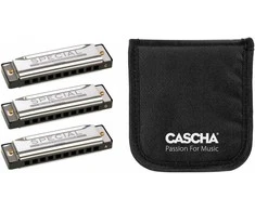 Lūpinių armonikėlių komplektas C-G-A Cascha Special HH 2342, juodas