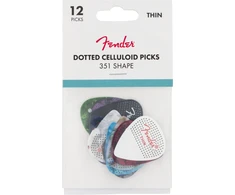 Mediatorių koplektas 12 vnt., 0,46mm Fender Dotted Thin 351 Shape