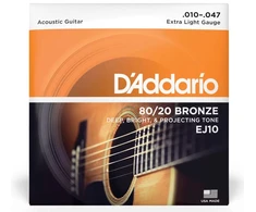 Stygos akustinei gitarai D'Addario EJ10 .010