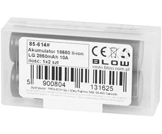 Akumuliatorius 18650 li-ion LG 2850 10A 2vnt. 3,6V + BOX na dwa akumulatory