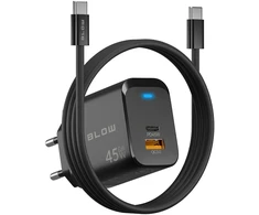 Blow Sieninis įkroviklis USB lizdas + USB-C PD 45W + laidas