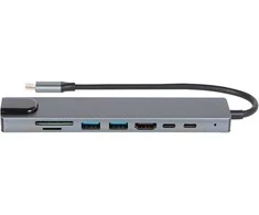 Blow USB-C šakotuvas RJ45 + HDMI 100W tinklo adapteris K-08