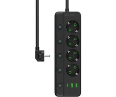 Blow PS-450M maitinimo prailginimo kabelis su 4 lizdais, 2xUSB+USB-C, 5m, juodas, 3x1mm