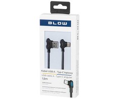 USB 2.0 A - USB-C jungtis, 1,5 m, kampinė, juoda LED pynė