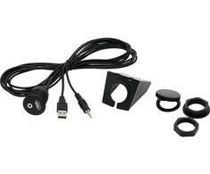 Automobilinis tvirtinimo jungtis USB + AUX - lizdas su 2 m stovu