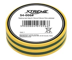 54-006# Xtreme Lipni izoliacinė juosta 0.13mm 15mm 10m - geltona / žalia