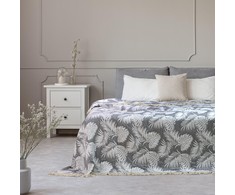 Lovatiesė Tropical Leaves DecoKing 260 × 280 cm, pilka ir balta