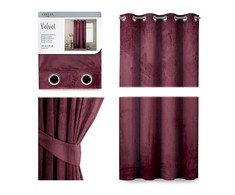 Naktinė užuolaida su žiedais AmeliaHome VELVET 140X245 cm, 1 vnt., spalva: burgundiška