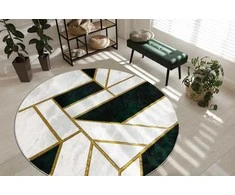 Dywan apvalus ESTEMA MARBLE 3 spalva butelkowa žalia r160 Hakano