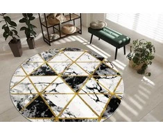 Dywan apvalus ESTEMA MARBLETRIANGLES spalva juoda r160 Hakano