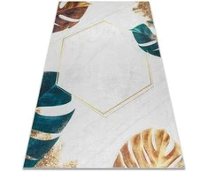 Dywan ARLEN LEAVES1 spalva balta glamour styl tropikalny 80x150 Hakano
