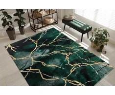 Dywan ESTEMA MARBLE spalva butelkowa žalia 120x170 Hakano