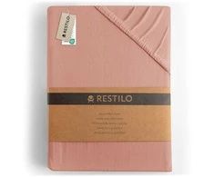 RESTILO AMBER fitted sheet, coral colour, classic style, jersey material, 180–200 x 200