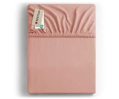 RESTILO AMBER fitted sheet, coral colour, classic style, jersey material, 160–180 x 200