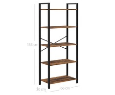 Songmics KNYGŲ LENTYNA/RUSTICBROWN+Juodas/66X30X153