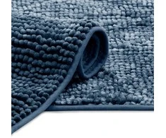 RESTILO mata vonios shiny chenille BATI spalva tamsiai mėlyna styl skandynawski 60x90
