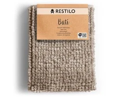 Shiny RESTILO vonios kilimėlis blizgus šenilinis BATI spalvos kapučino, skandinaviško stiliaus, 70x120