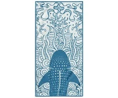 Paplūdimio rankšluostis 90 × 180 cm, mėlynos spalvos SHARK