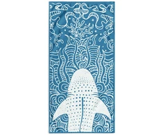 Paplūdimio rankšluostis 90 × 180 cm, mėlynos spalvos SHARK