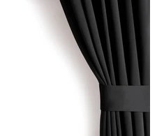 RESTILO BLACKOUT curtain, juodas, smooth, classic, tie-back sash, classic style, multifunctional tape, heavyweight blackout fabric, 200 x 280 cm