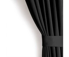 CLASSIC Užuolaida BLACKOUT, juoda, klasikinio stiliaus, sidabrinės kilpelės, 140x245, AmeliaHome