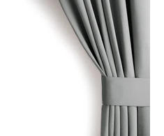 RESTILO BLACKOUT curtain, pilkas, plain, classic style, with tie-back, multifunctional heading tape, blackout heavyweight fabric, 140 x 260 cm