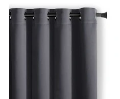 Curtain BLACKOUT color graphite style classic sidabrinis eyelets blackout 140x175 AmeliaHome