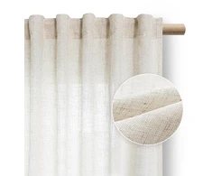 RESTILO VELARI curtain, colour light beige, plain, boho-modern style, multifunctional header tape, linen-effect fabric, 140 × 260 cm