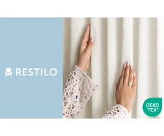 RESTILO VELARI curtain, colour light beige, plain, boho-modern style, multifunctional header tape, linen-effect fabric, 140 × 260 cm