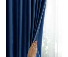 CLASSIC Užuolaidos VELVET spalvos indigo stiliaus klasikinės sidabrinės kilpelės medžiagos tipas - tekstilė aksomas 140x245 AmeliaHome