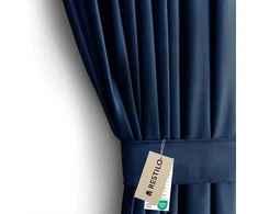 CLASSIC Užuolaidos VELVET spalvos indigo stiliaus klasikinės sidabrinės kilpelės medžiagos tipas - tekstilė aksomas 140x245 AmeliaHome