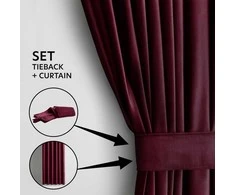 Užuolaidos VELVET spalva raudona styl klasyczny taśma materiał velvet 140x245 AmeliaHome