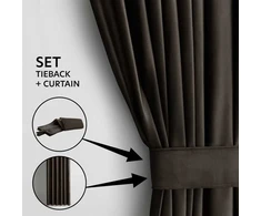 Užuolaidos VELVET spalva ruda styl klasyczny taśma materiał velvet 140x245 AmeliaHome