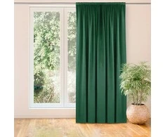 Homede Užuolaidos aksominio audinio 135×300 tamsiai žalia