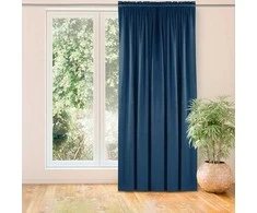 Homede Užuolaidos 135×300 iš aksomo tamsiai mėlynos