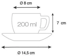 Kreminės spalvos cappuccino puodelis su lėkštute
