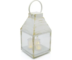 Ambiance Light Koopman Latarnia lampion adwentowy roraty LED 25cm 3 świece timer balta