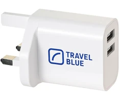 Blue TRAVEL Mėlynas TINKLO ĮKROVIKLIS 2 USB UK
